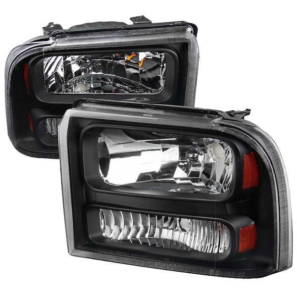 Spec-D Tuning 05-07 Ford F250 Black Euro Headlights, 2LH-F25005JM-ABM 2LH-F25005JM-ABM - main